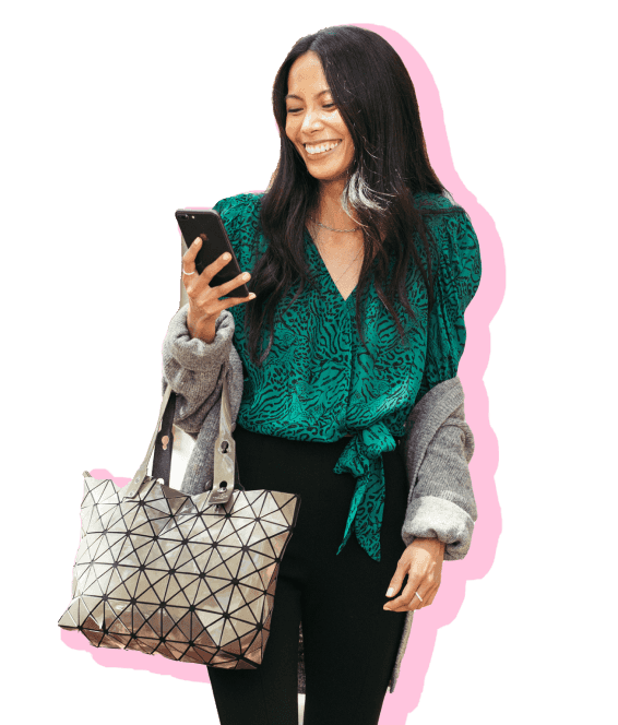 A woman using a phone